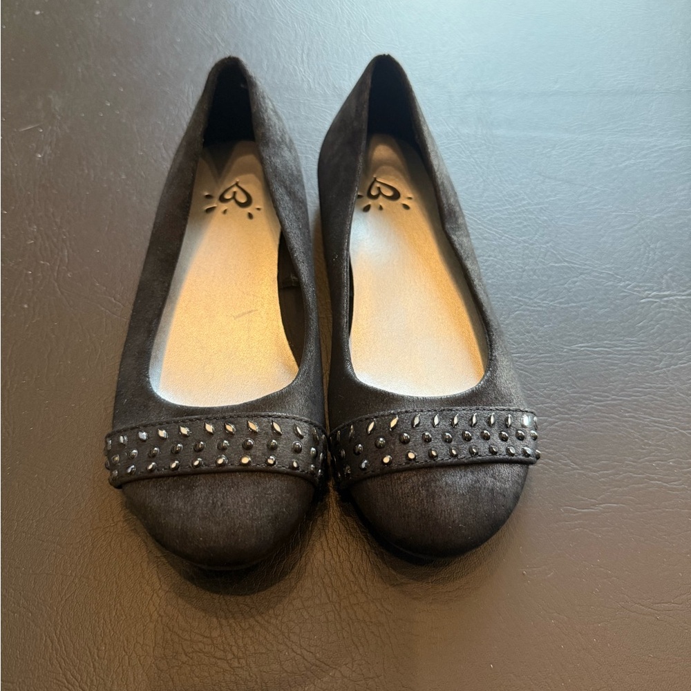 Black Studded Girl’s Justice brand Flats
